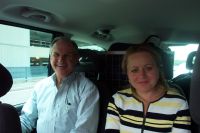 Dad and Alla in the Taxi, just arrived in London